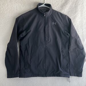 Under Armour Jacket Mens Medium Black Softshell Full Zip Pockets